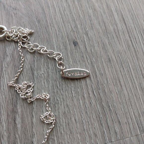 Blue Glass Necklace Circle Pendant Silver Tone Nygard Designer - Picture 3 of 9